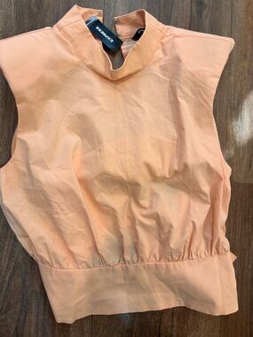 Express Peach High-Neck Sleeveless Blouson Top